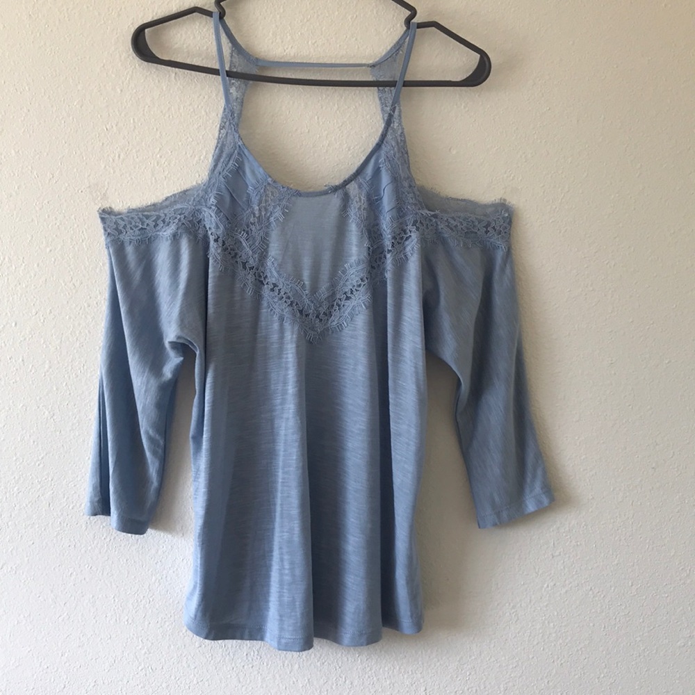 Light blue cold shoulder top
